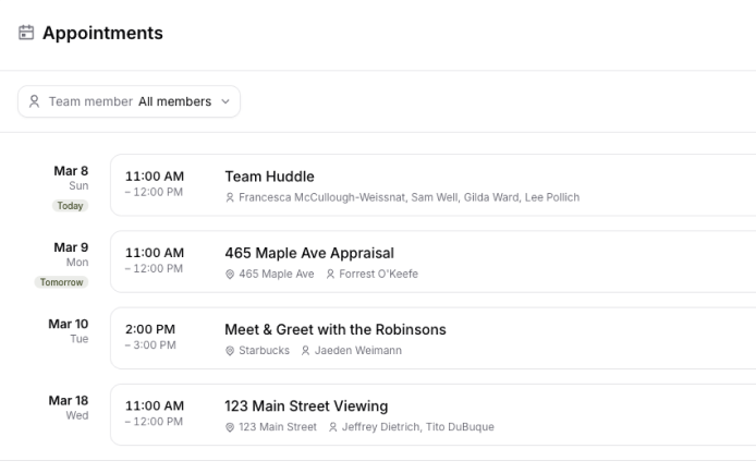 Appointments product screenshot